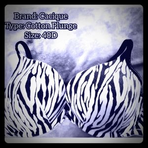 Cacique Zebra Print Plunge Bra 40D